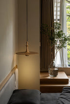 Wooden Spin Pendant Light — product and interior detail 15