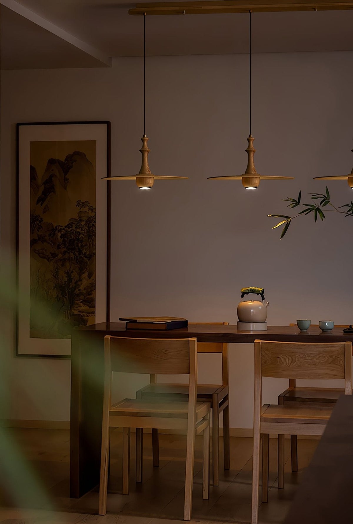 Wooden Spin Pendant Light — product and interior detail 18