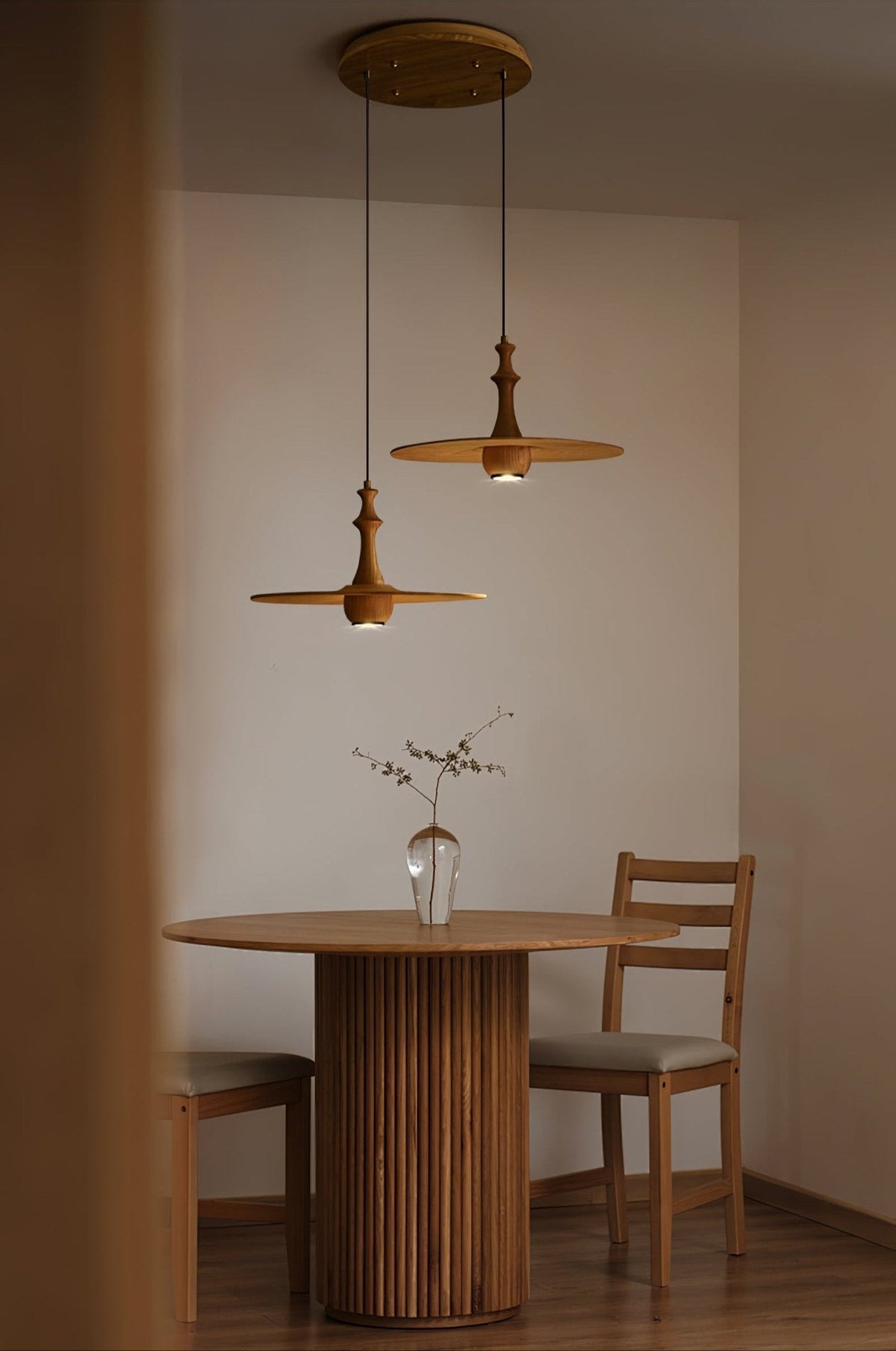 Wooden Spin Pendant Light — product and interior detail 19