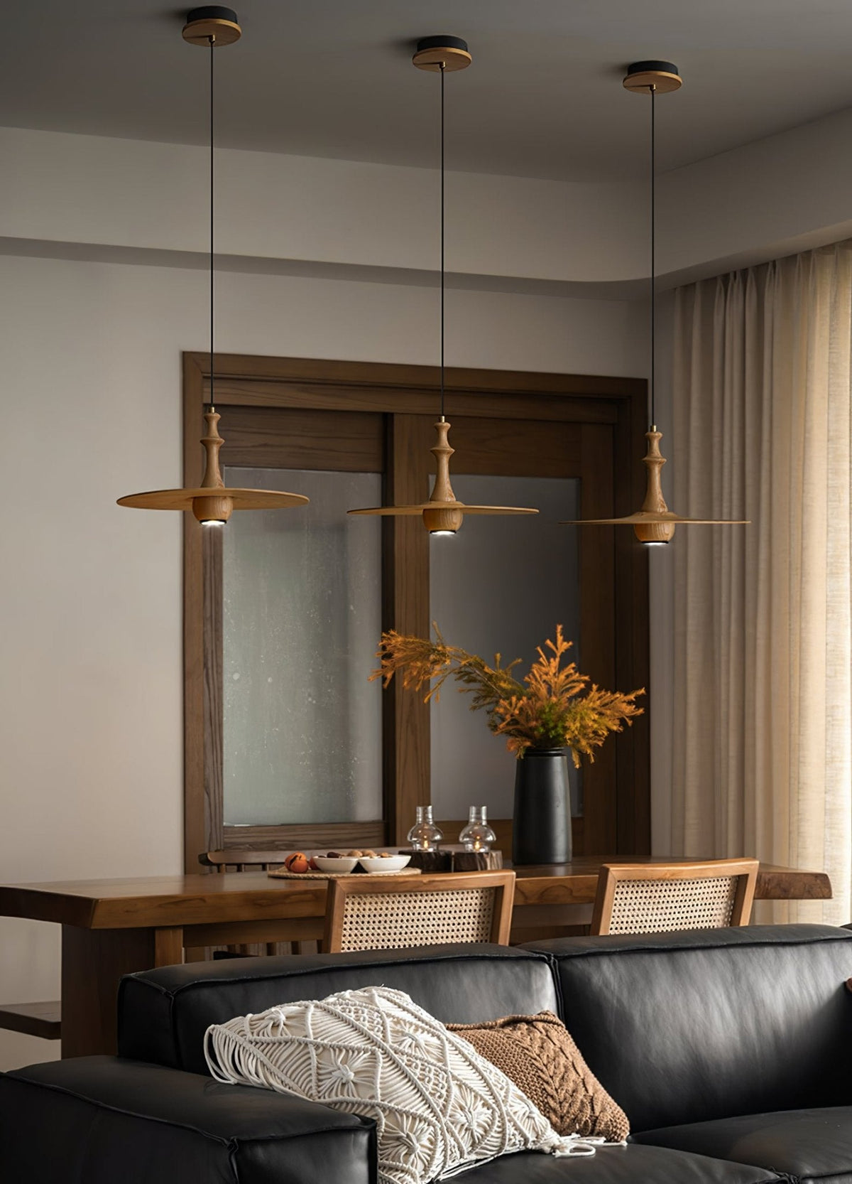 Wooden Spin Pendant Light — product and interior detail 21