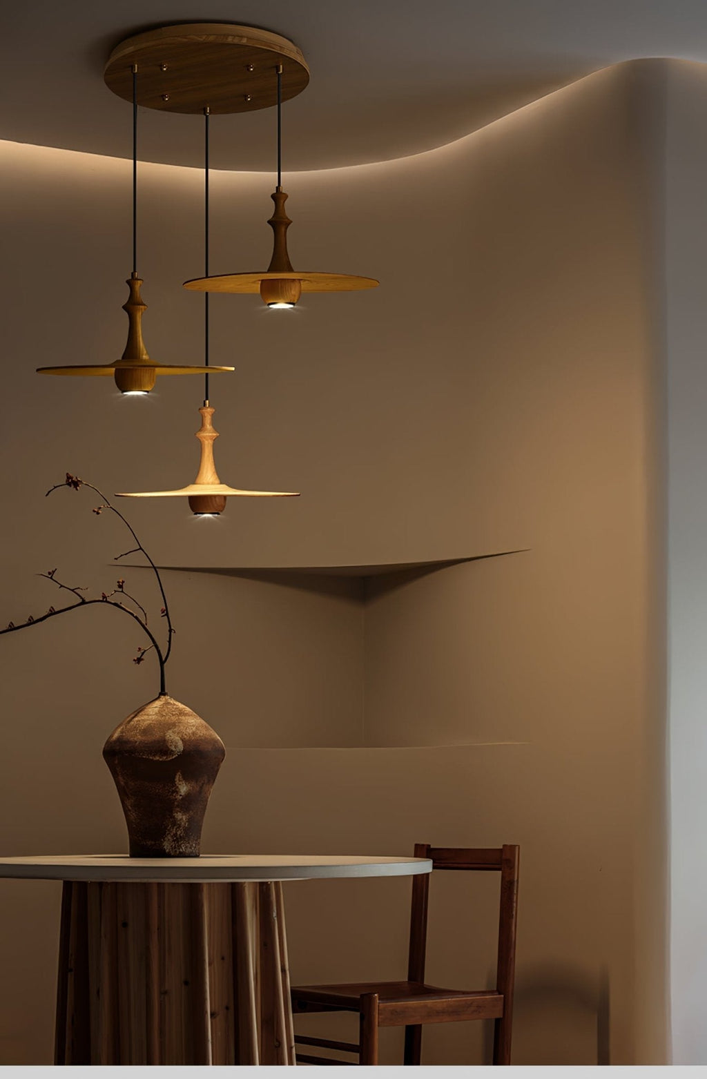 Wooden Spin Pendant Light — product and interior detail 25