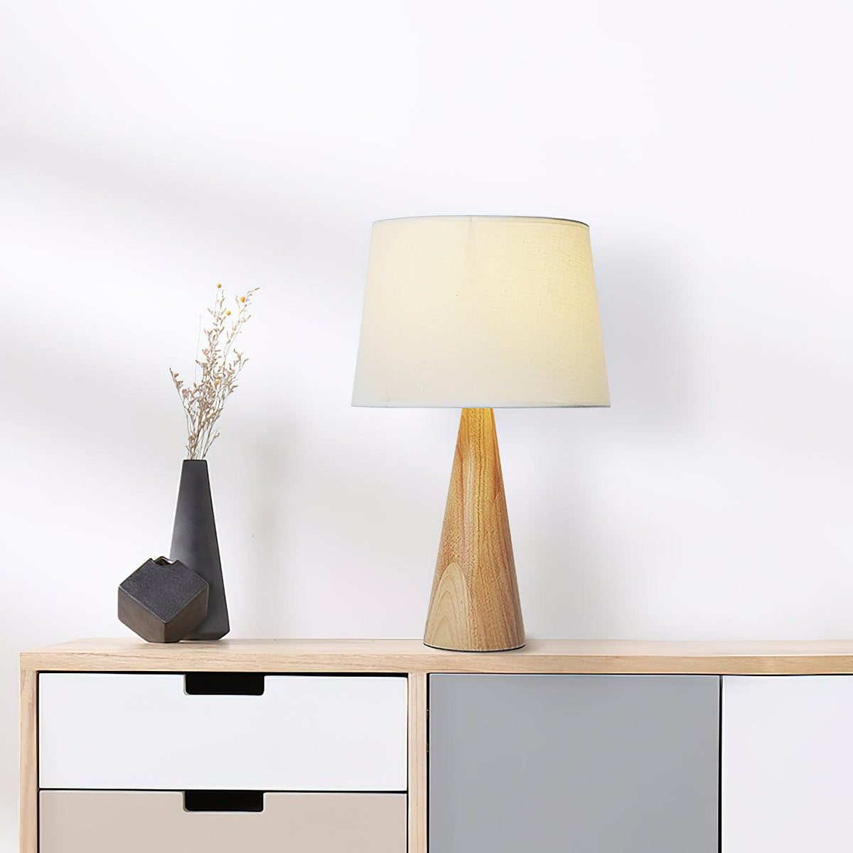 Wooden Vase Fabric Shade Table Lamp — design and interior detail 2
