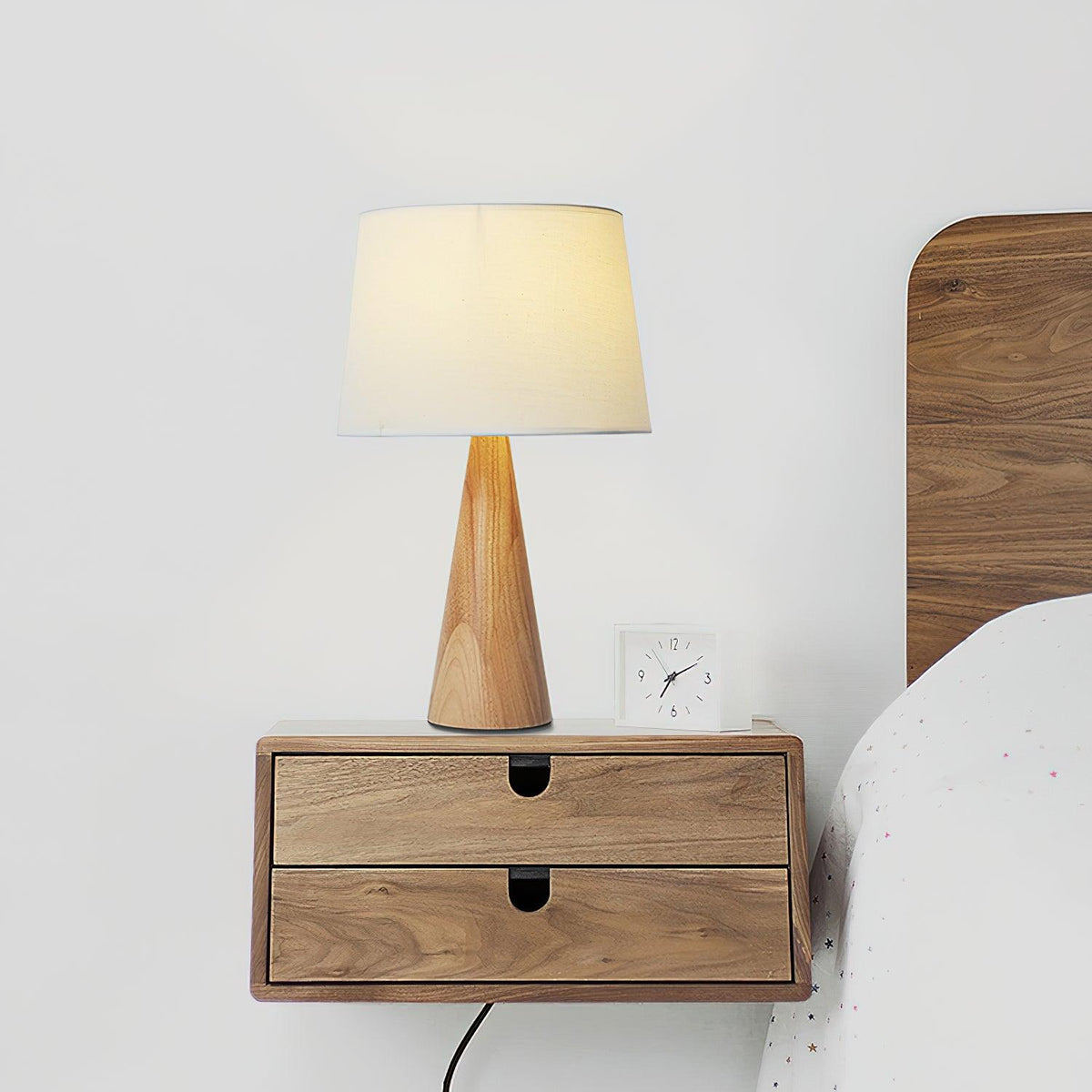 Wooden Vase Fabric Shade Table Lamp — design and interior detail 3
