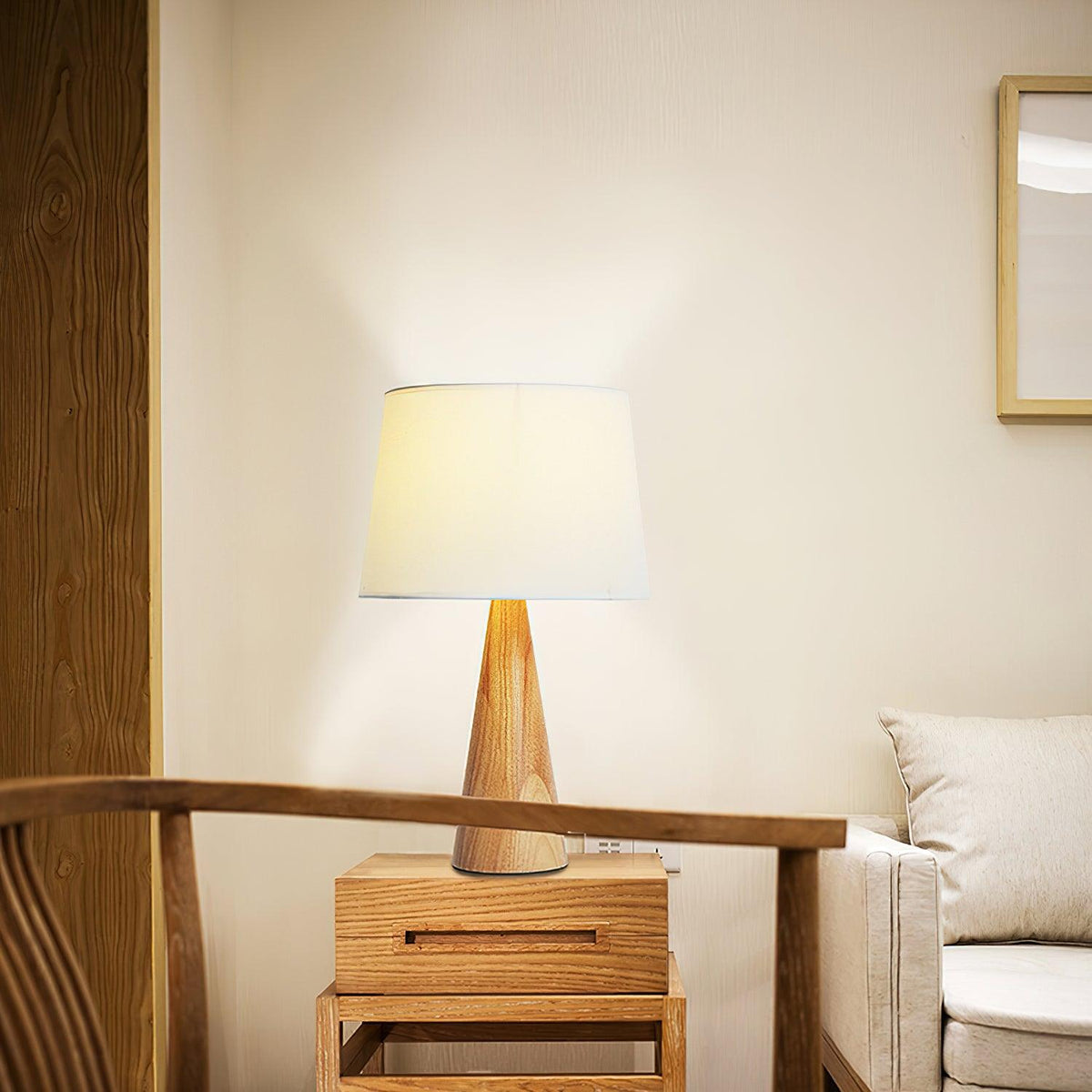 Wooden Vase Fabric Shade Table Lamp — design and interior detail 4