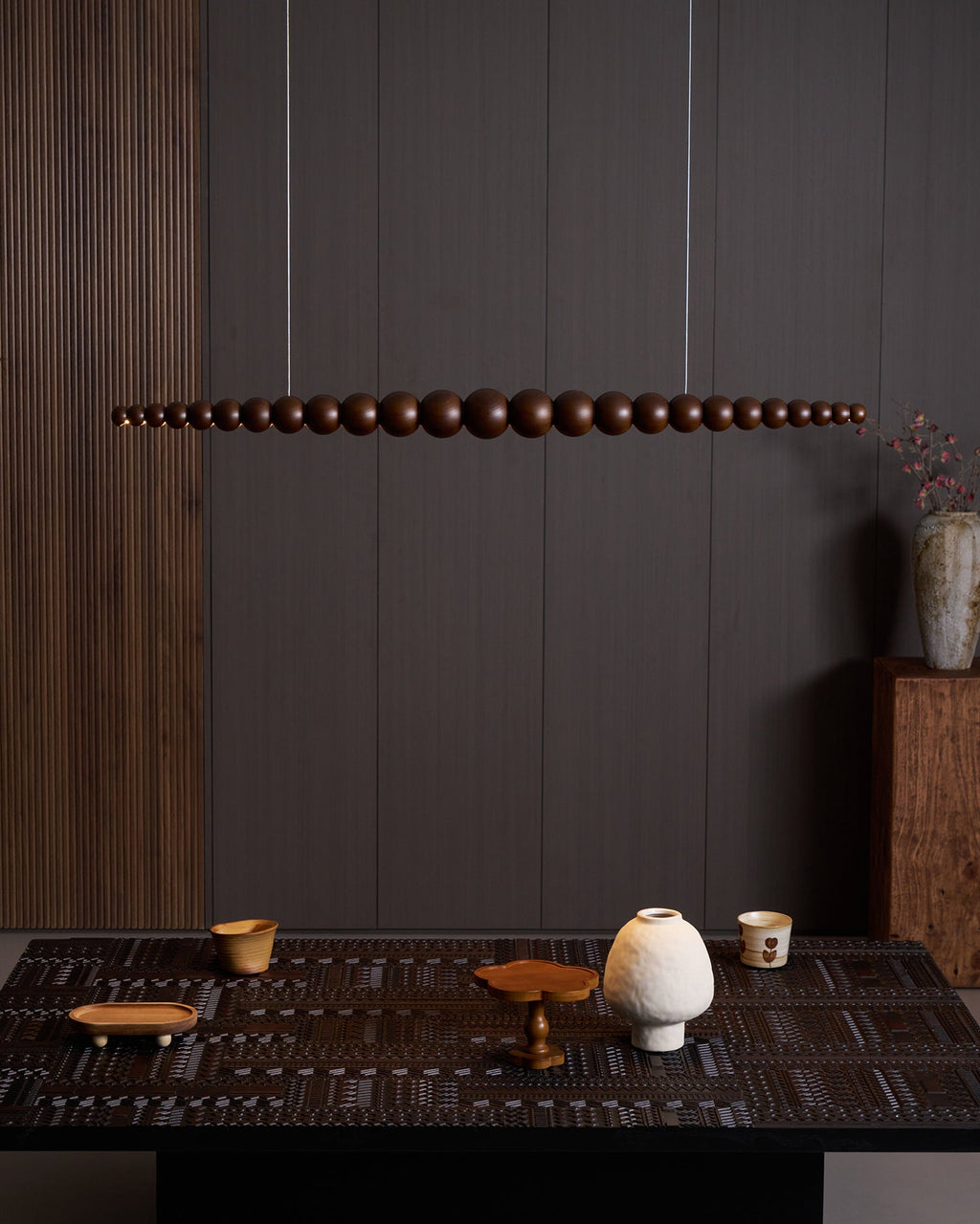 Woodline Orb Linear Wood LED Pendant Light - product view 5