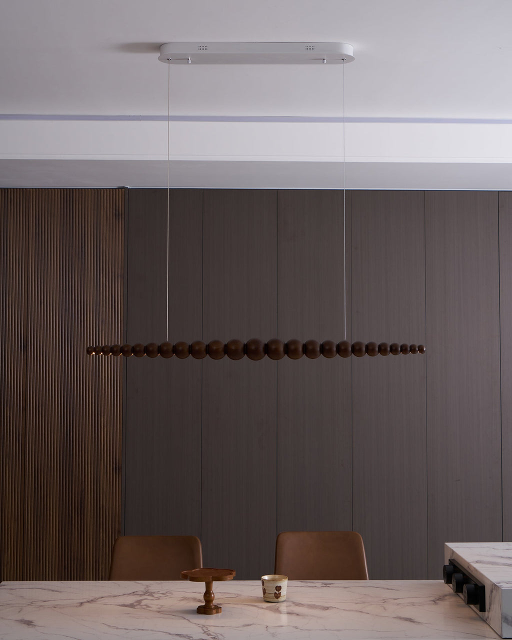 Woodline Orb Linear Wood LED Pendant Light - product view 6