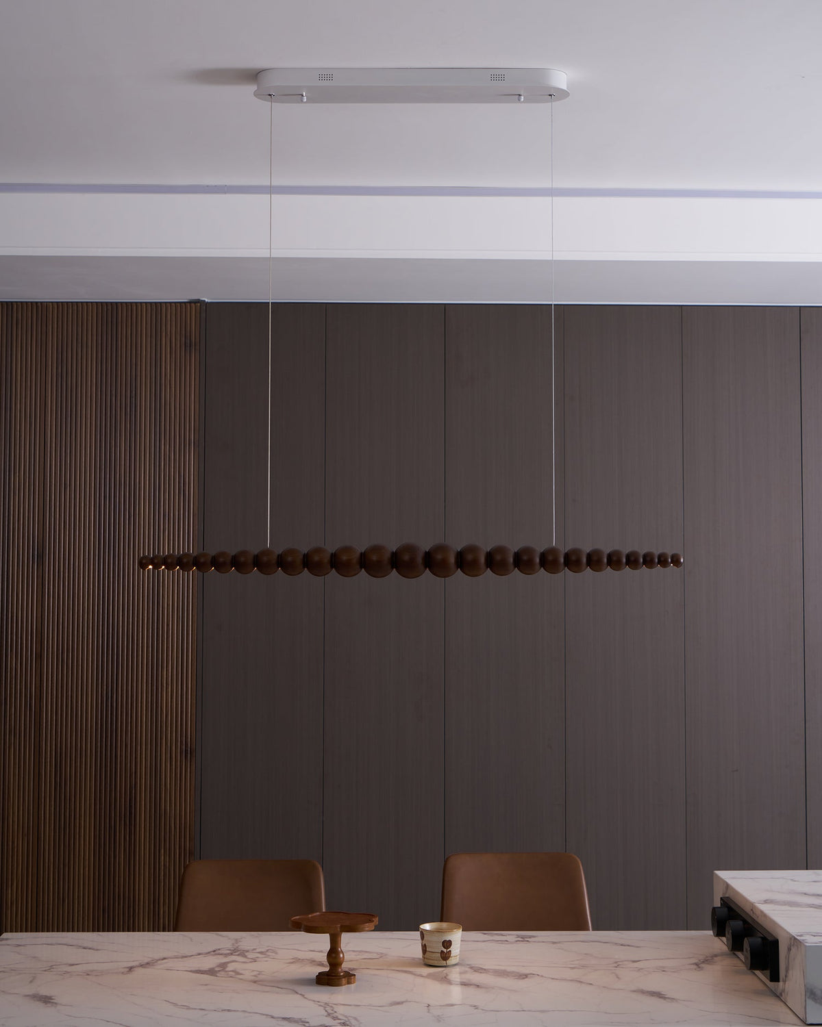 Woodline Orb Linear Wood LED Pendant Light - product view 6