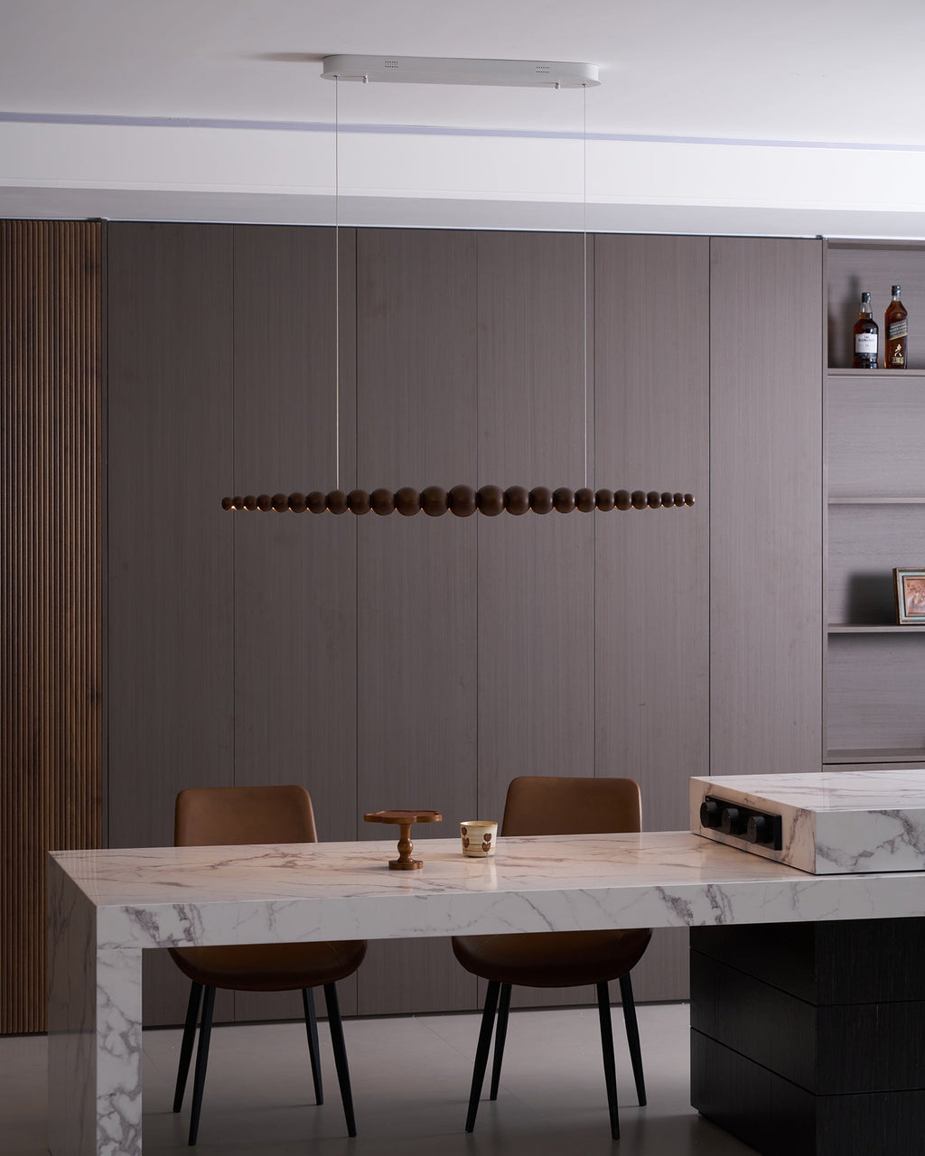 Woodline Orb Linear Wood LED Pendant Light - product view 7