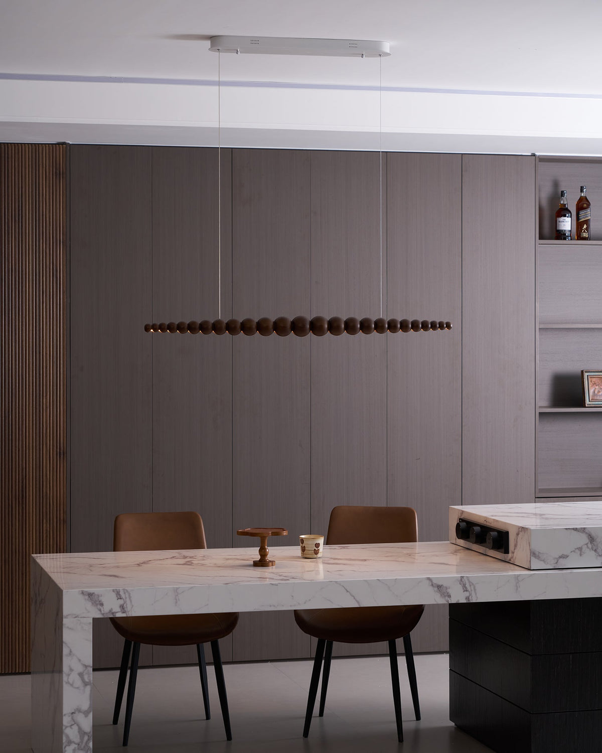 Woodline Orb Linear Wood LED Pendant Light - product view 7