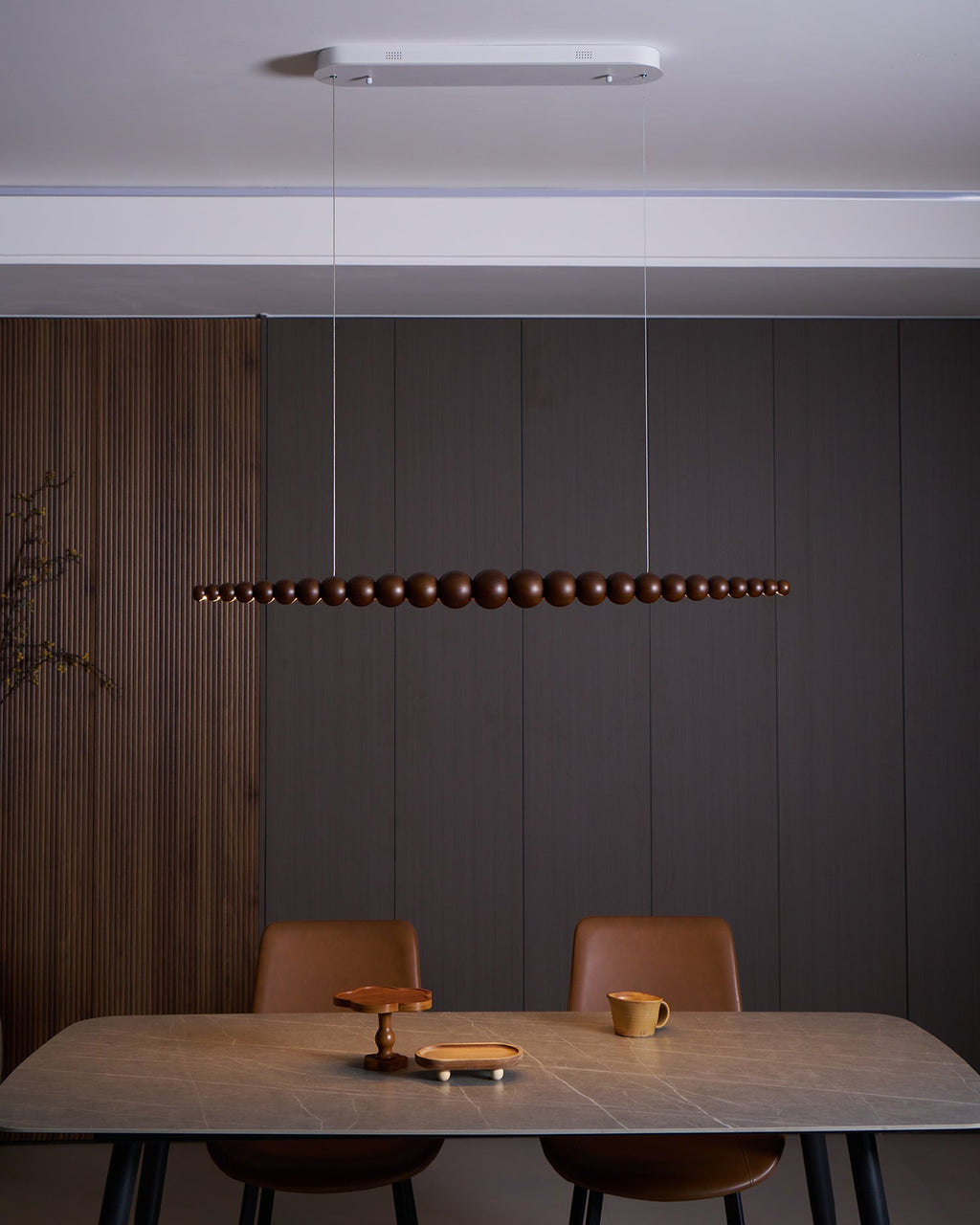 Woodline Orb Linear Wood LED Pendant Light - product view 8
