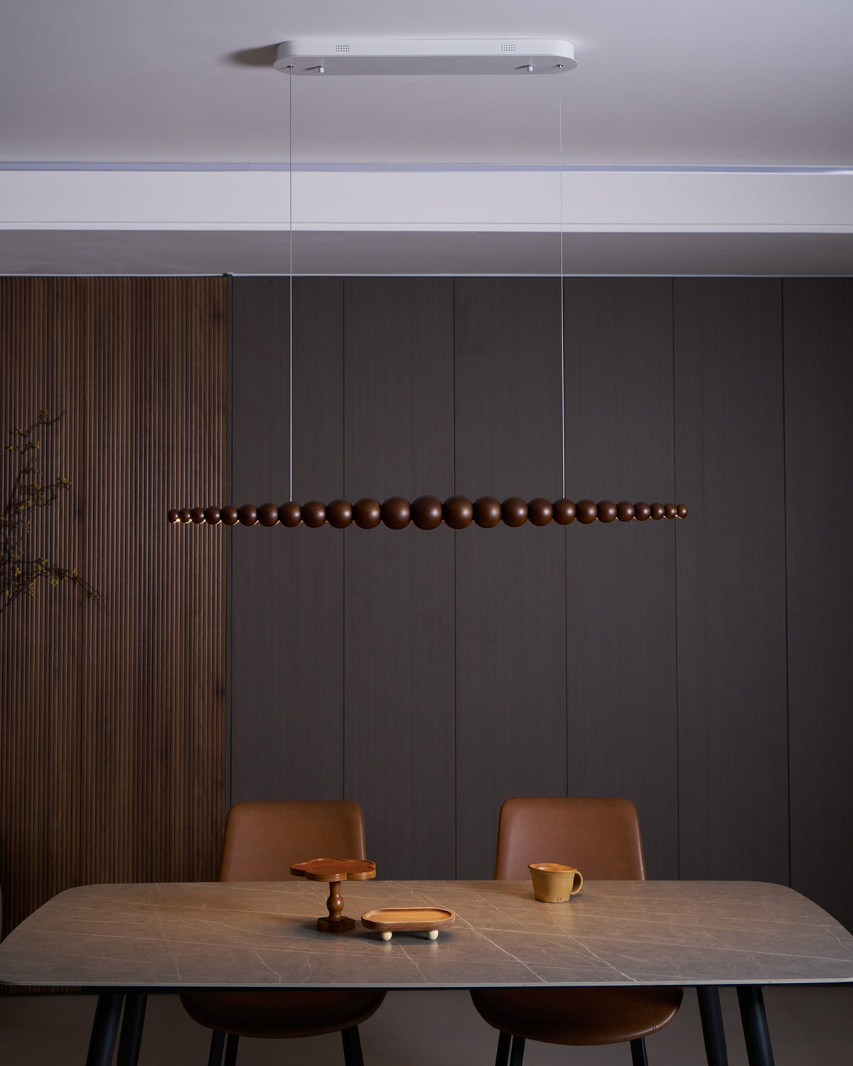 Woodline Orb Linear Wood LED Pendant Light - product view 8