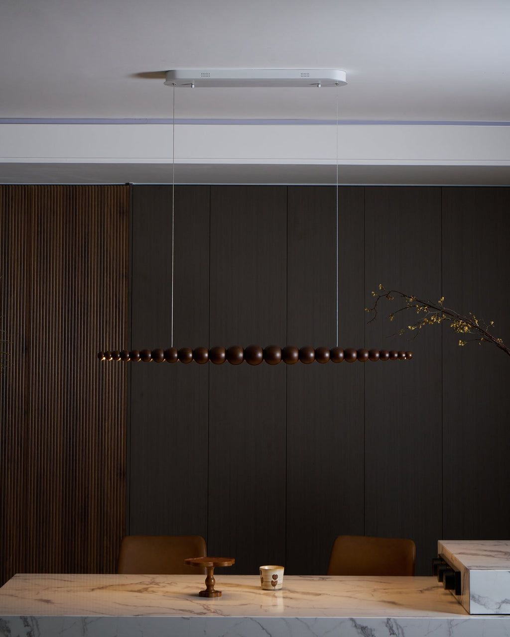 Woodline Orb Linear Wood LED Pendant Light - product view 9