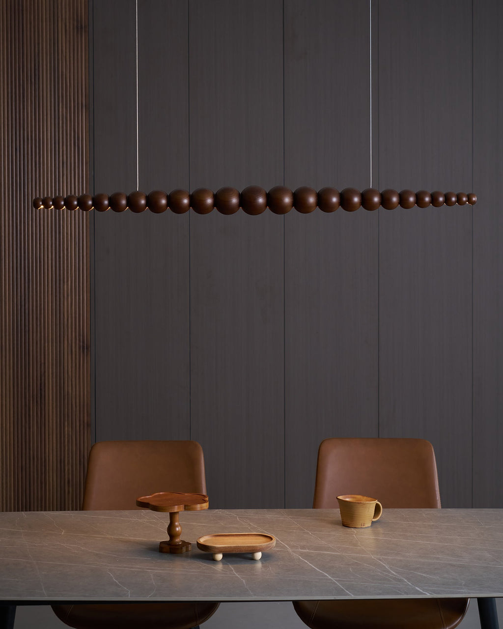 Woodline Orb Linear Wood LED Pendant Light - product view 10