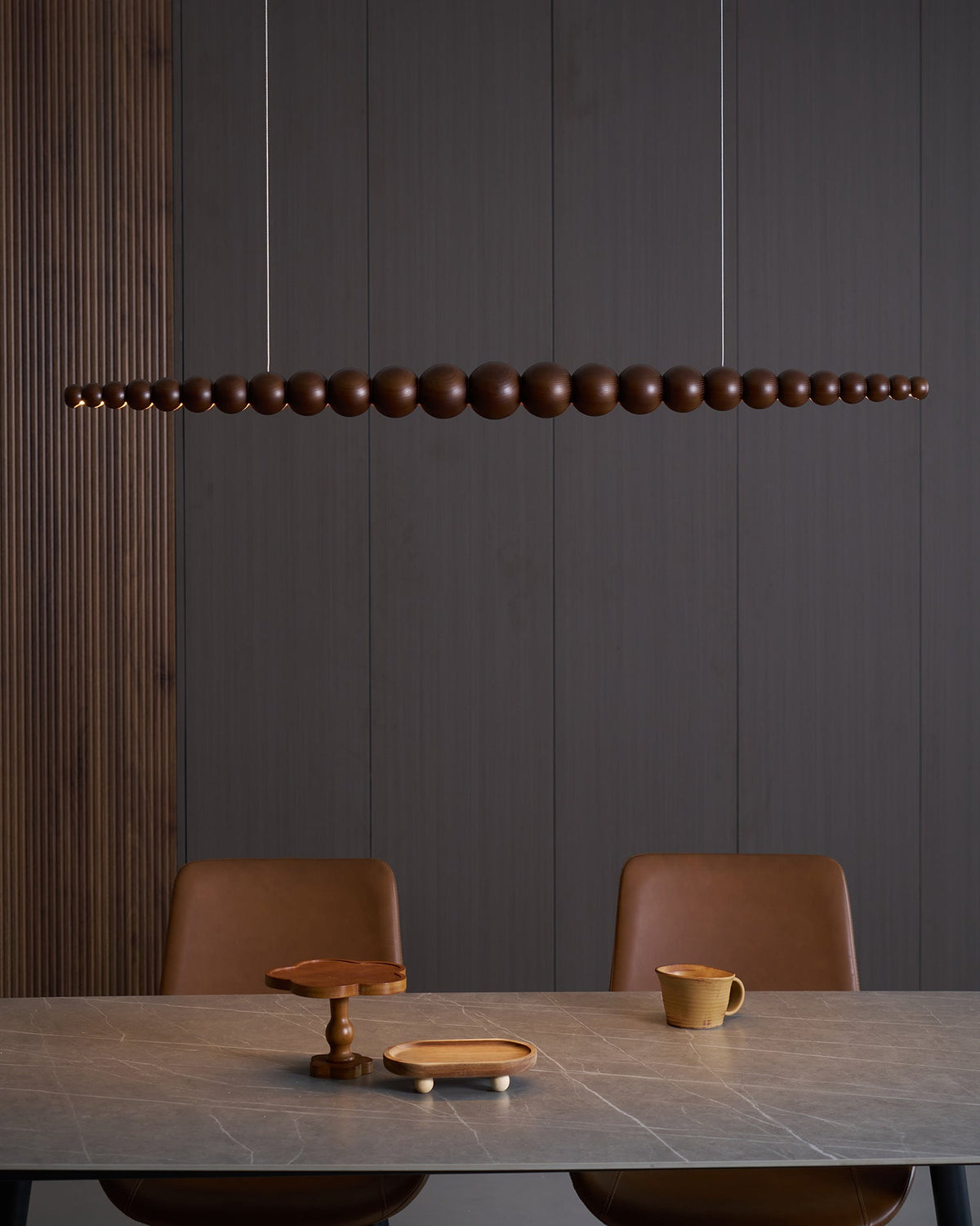 Woodline Orb Linear Wood LED Pendant Light - product view 10