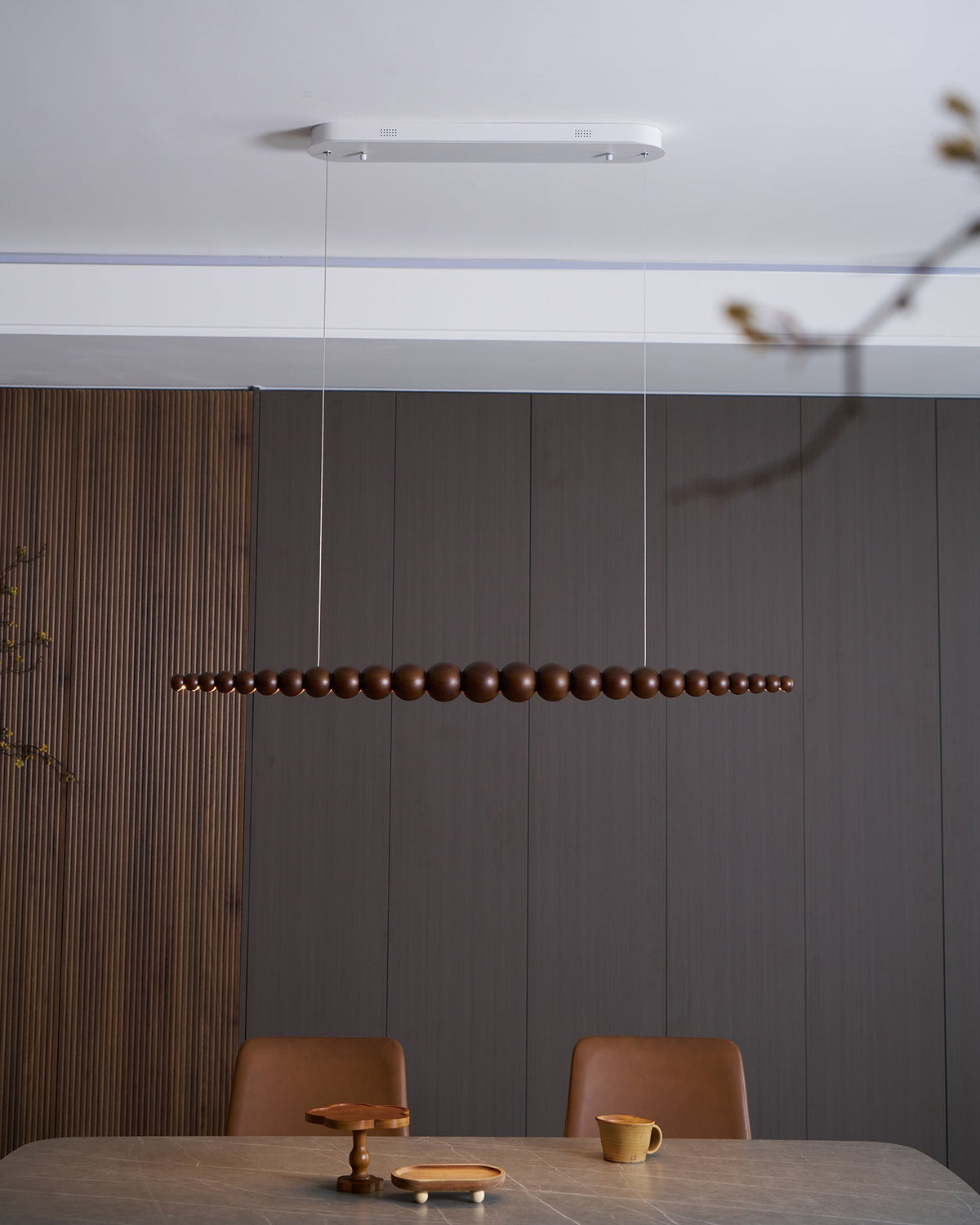 Woodline Orb Linear Wood LED Pendant Light - product view 11