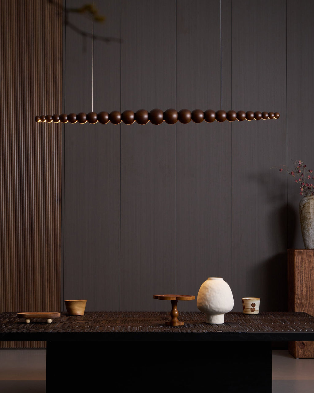 Woodline Orb Linear Wood LED Pendant Light - product view 12