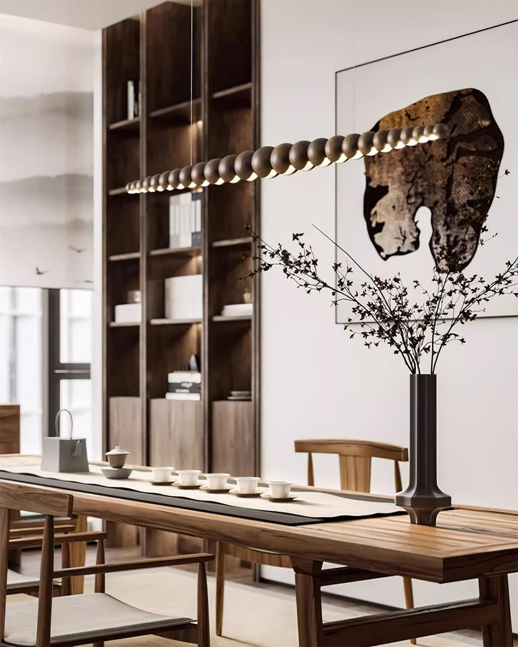 Woodline Orb Linear Wood LED Pendant Light - product view 13