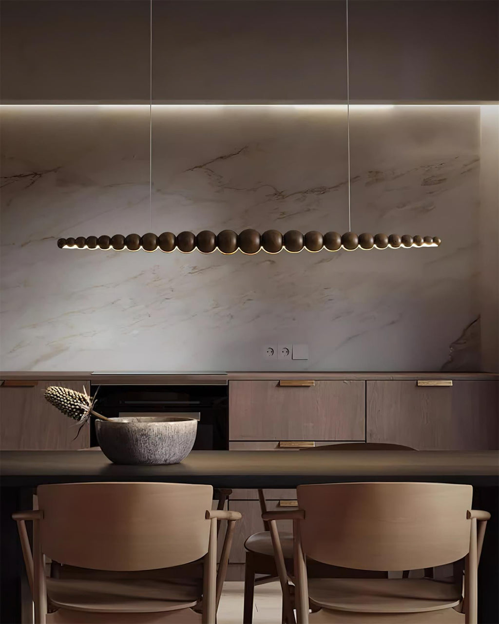 Woodline Orb Linear Wood LED Pendant Light - product view 22