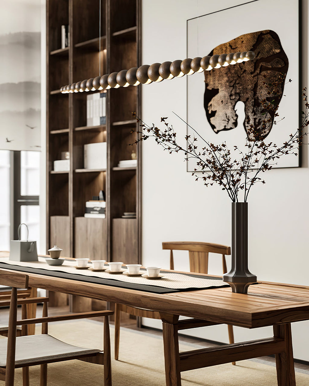 Woodline Orb Linear Wood LED Pendant Light - product view 28