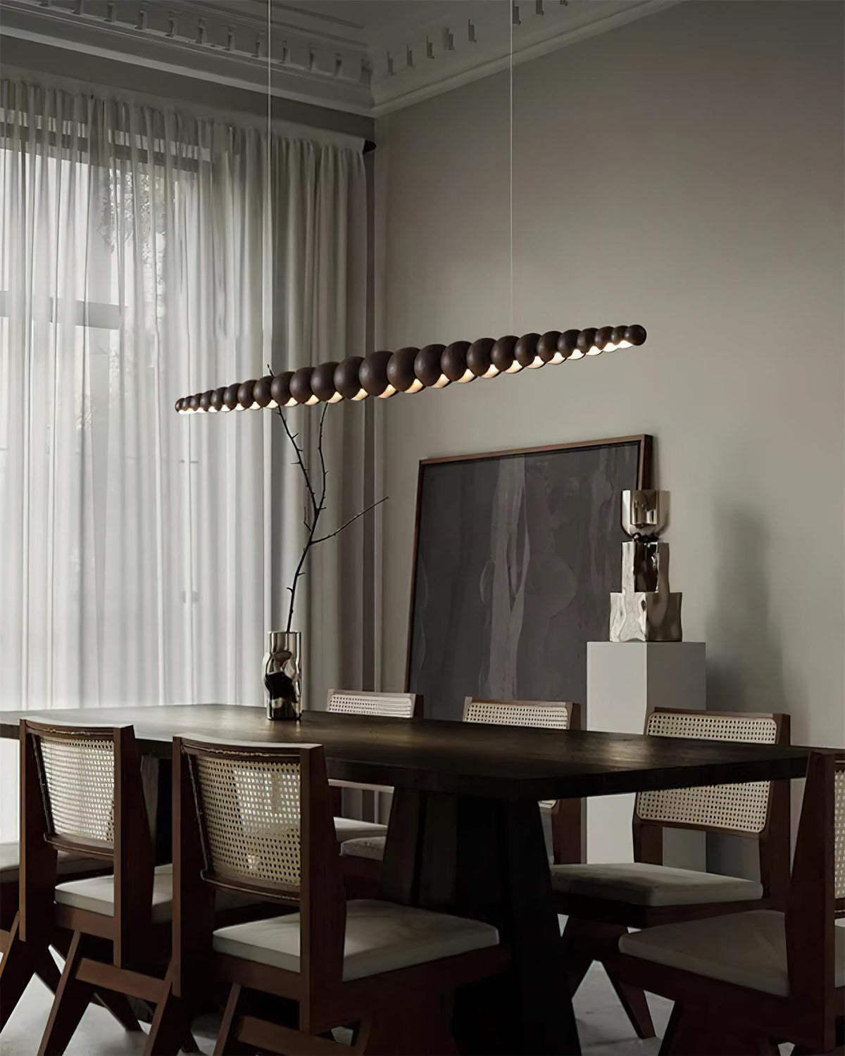 Woodline Orb Linear Wood LED Pendant Light - product view 32