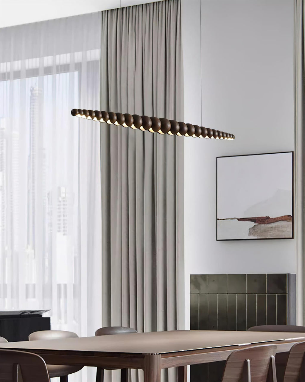 Woodline Orb Linear Wood LED Pendant Light - product view 34