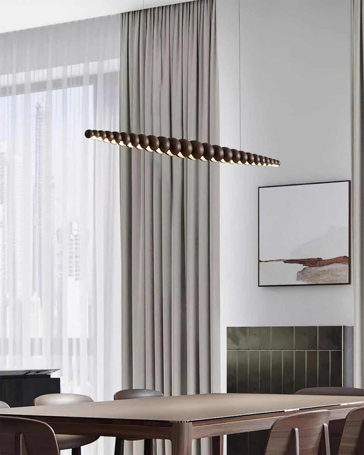 Woodline Orb Linear Wood LED Pendant Light - product view 34