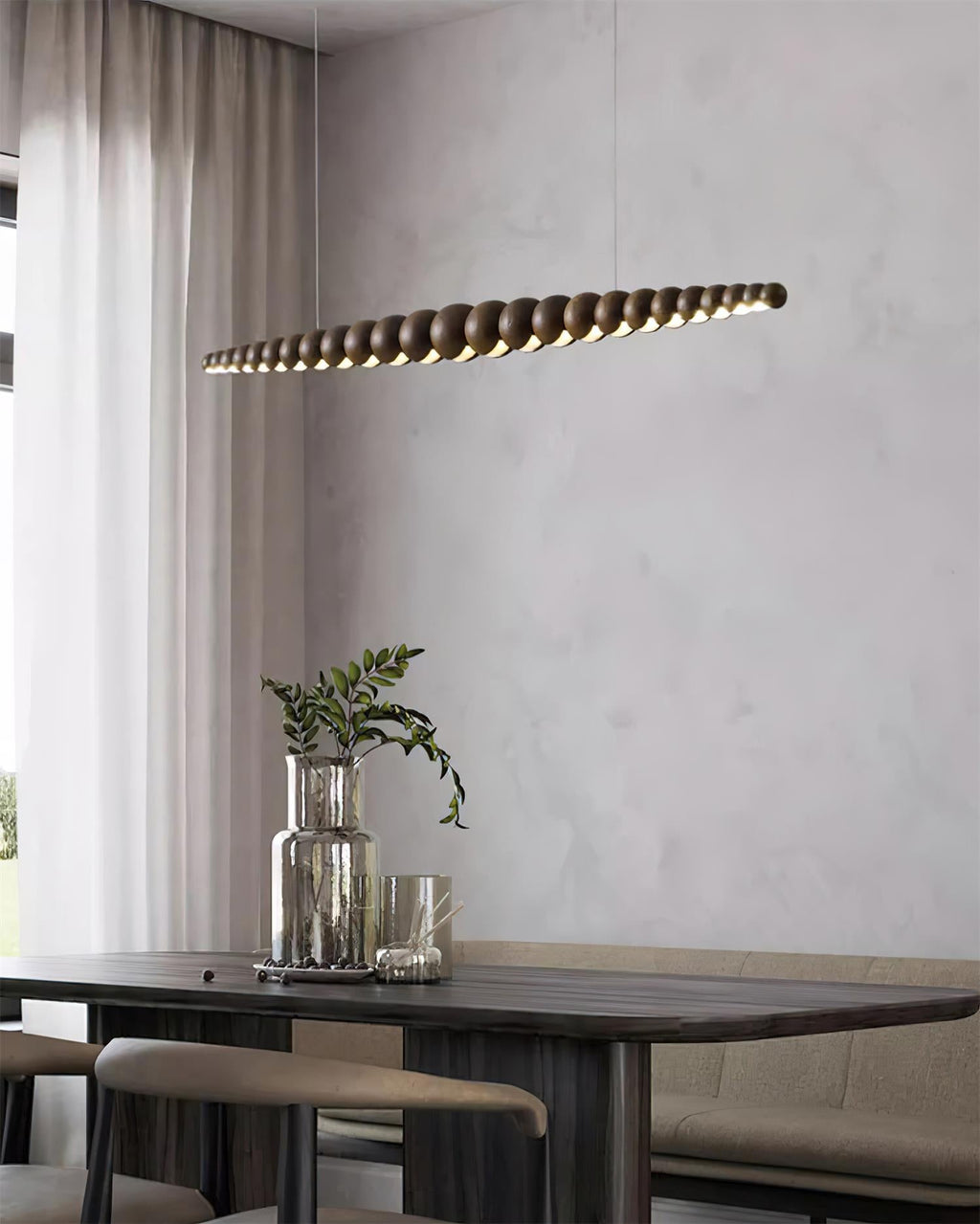 Woodline Orb Linear Wood LED Pendant Light - product view 36