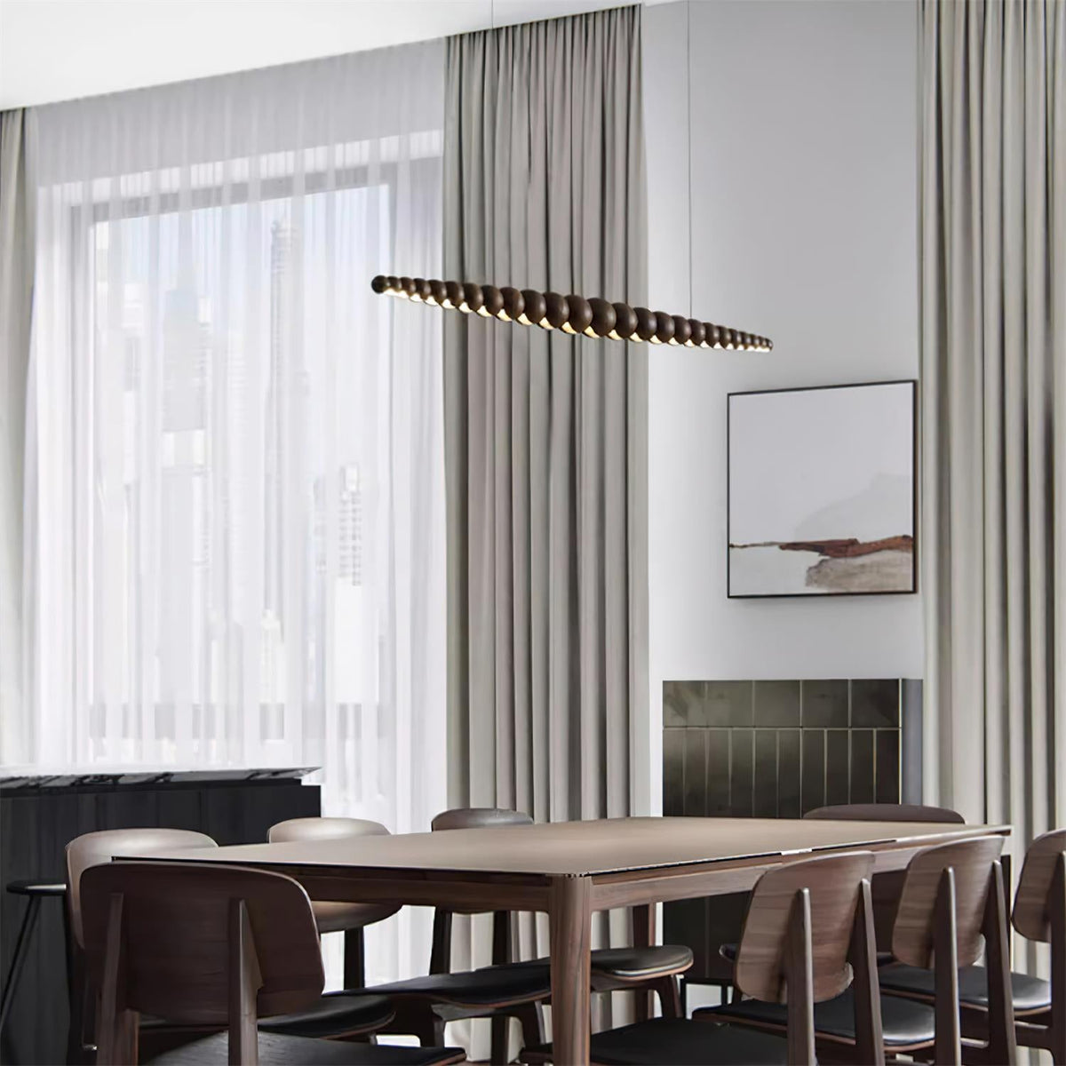Woodline Orb Linear Wood LED Pendant Light - product view 40