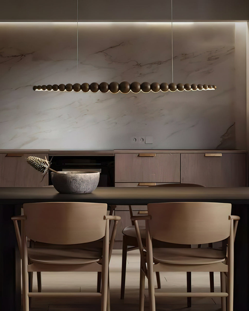 Woodline Orb Linear Wood LED Pendant Light - product view 50