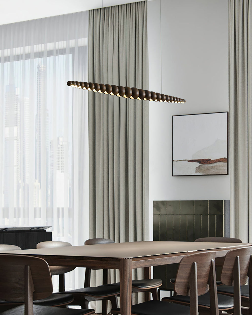Woodline Orb Linear Wood LED Pendant Light - product view 58
