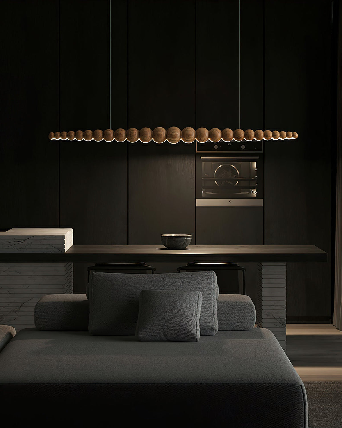 Woodline Orb Linear Wood LED Pendant Light - product view 62