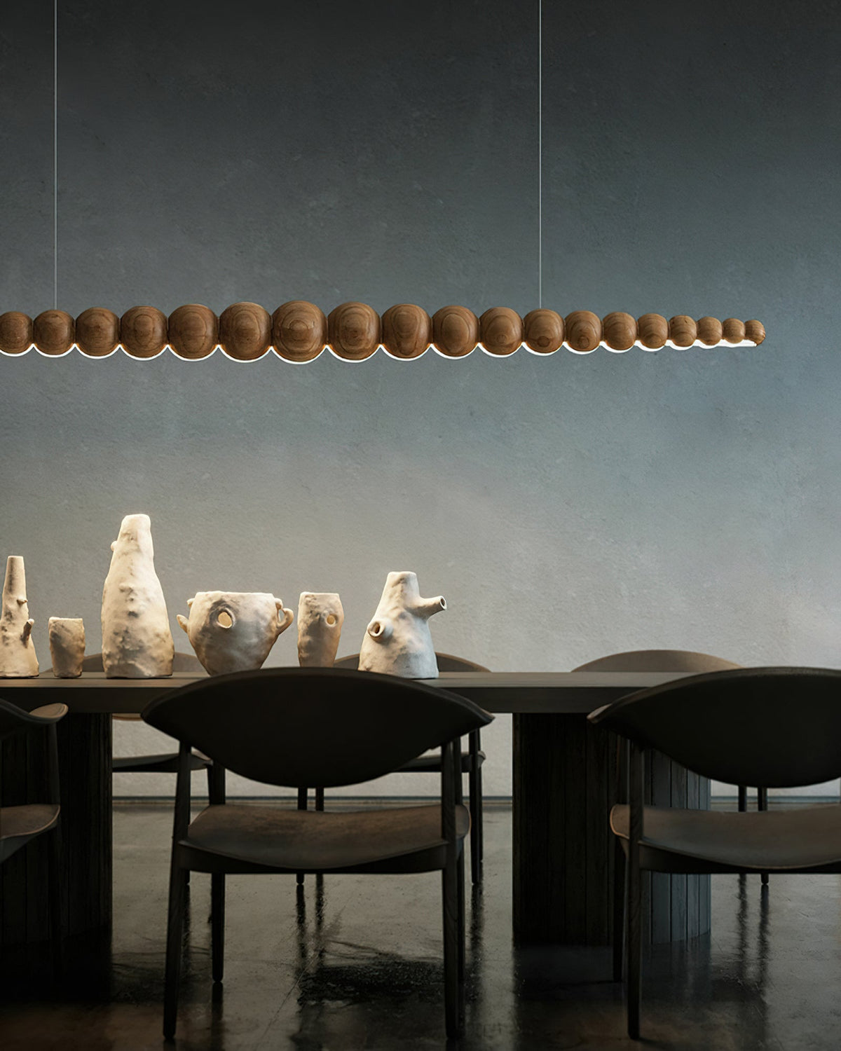 Woodline Orb Linear Wood LED Pendant Light - product view 64