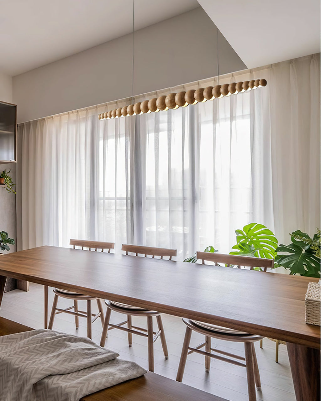 Woodline Orb Linear Wood LED Pendant Light - product view 70