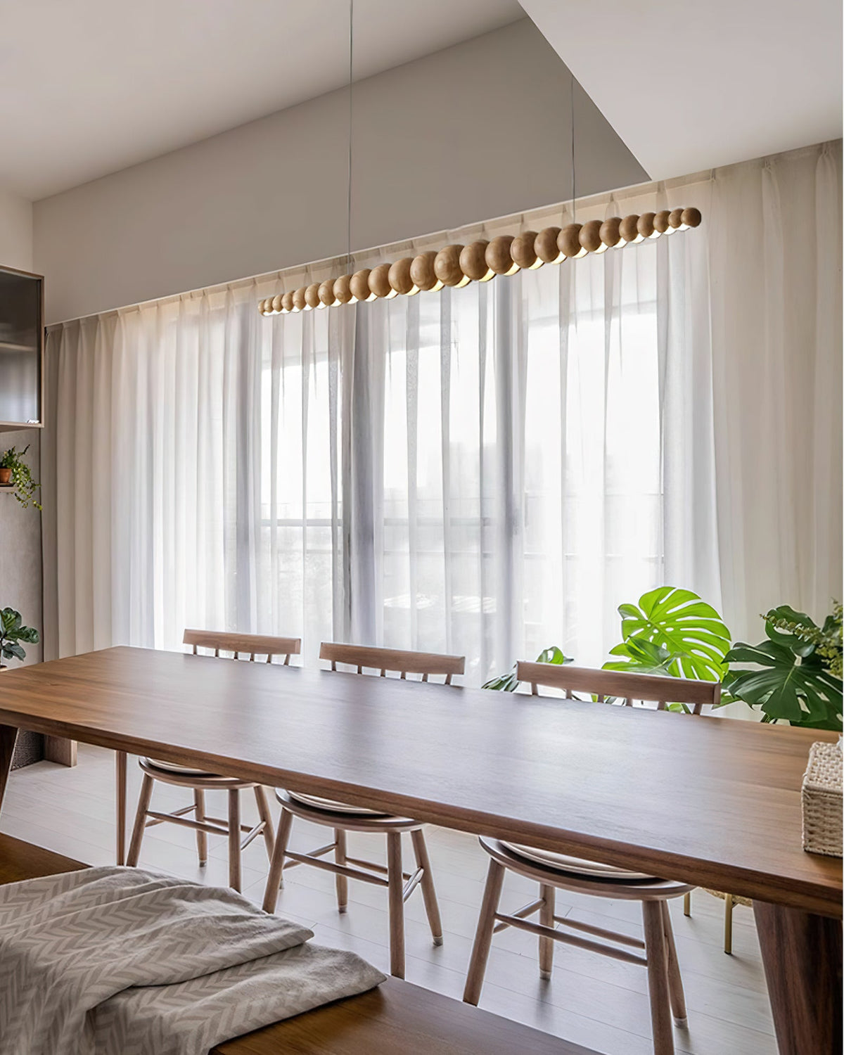 Woodline Orb Linear Wood LED Pendant Light - product view 70