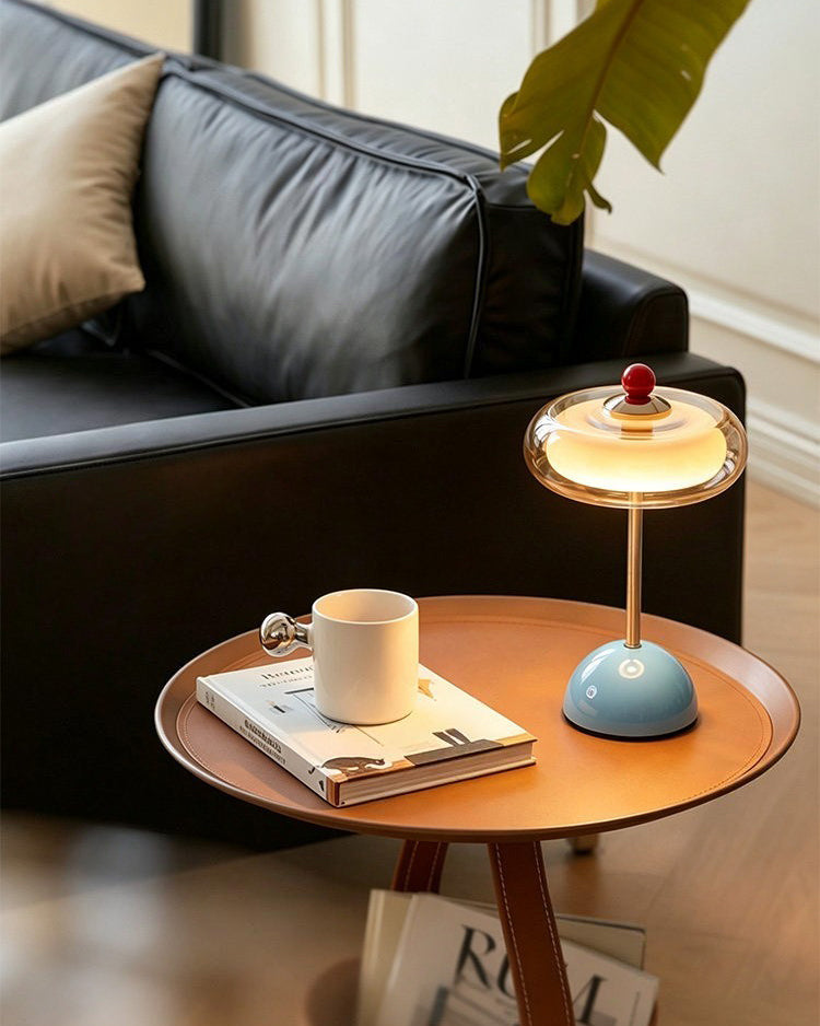 Zarela Amber Glass Rechargeable Table Lamp — product, finish and specification view 2