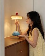 Zarela Amber Glass Rechargeable Table Lamp — product, finish and specification view 3