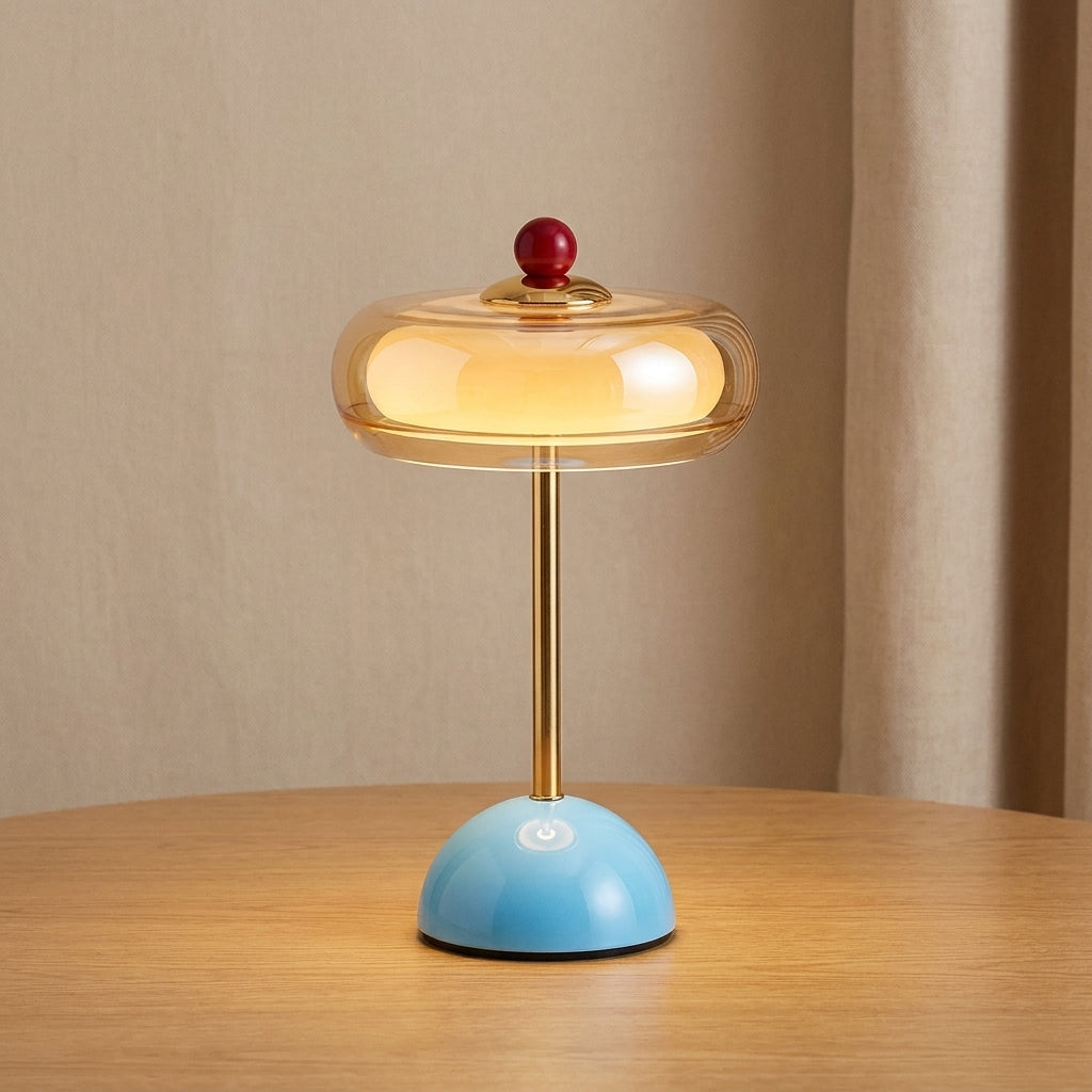 Zarela Amber Glass Rechargeable Table Lamp — product, finish and specification view 11