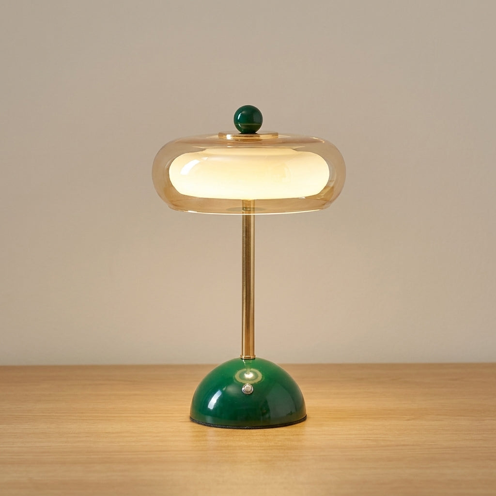 Zarela Amber Glass Rechargeable Table Lamp — product, finish and specification view 12