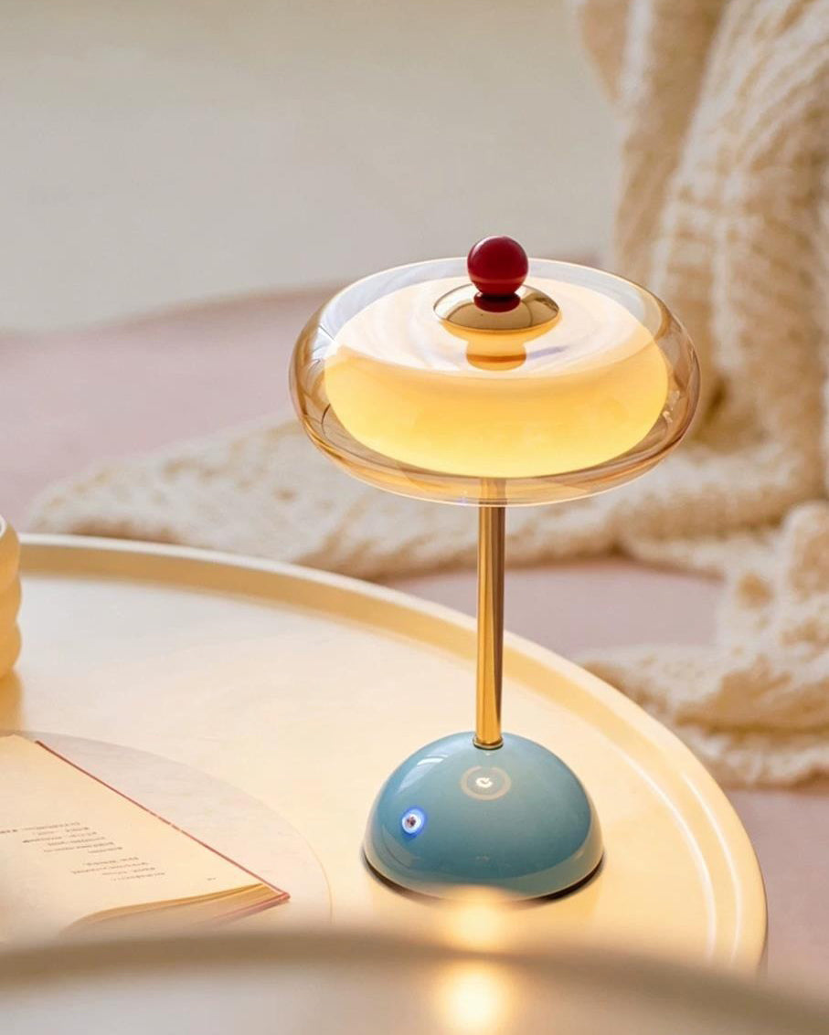 Zarela Amber Glass Rechargeable Table Lamp — product, finish and specification view 13