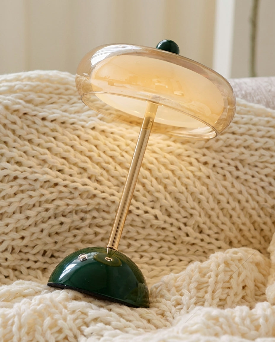 Zarela Amber Glass Rechargeable Table Lamp — product, finish and specification view 14