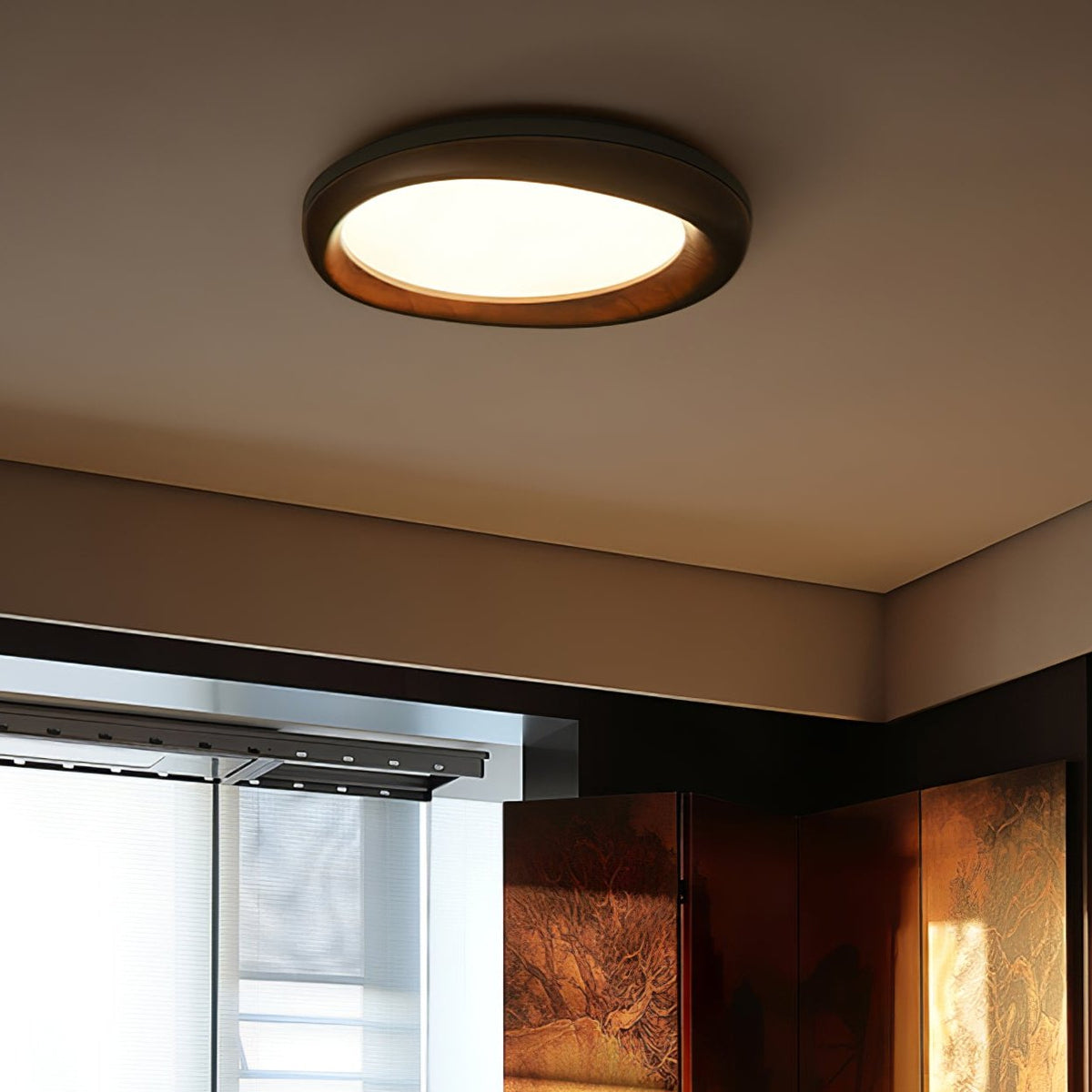 Zenova Round Wood LED Ceiling Light - product view 3