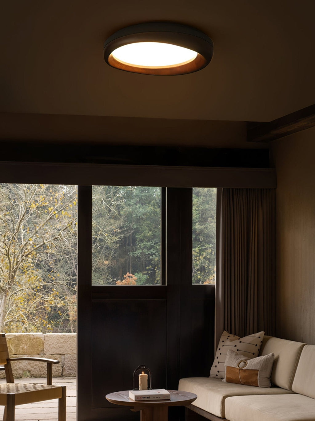 Zenova Round Wood LED Ceiling Light - product view 4