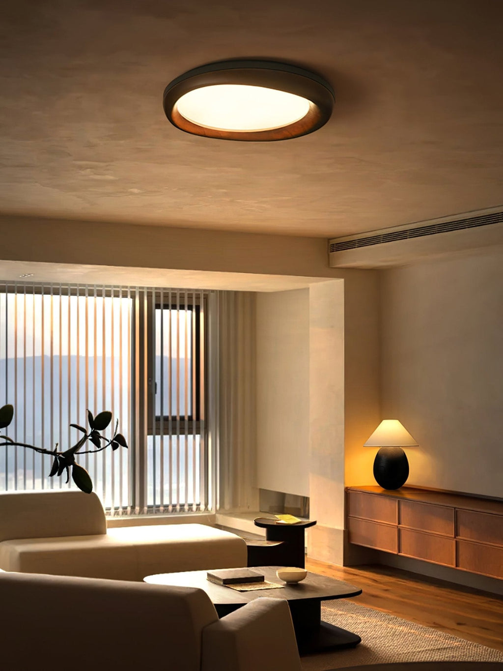 Zenova Round Wood LED Ceiling Light - product view 5