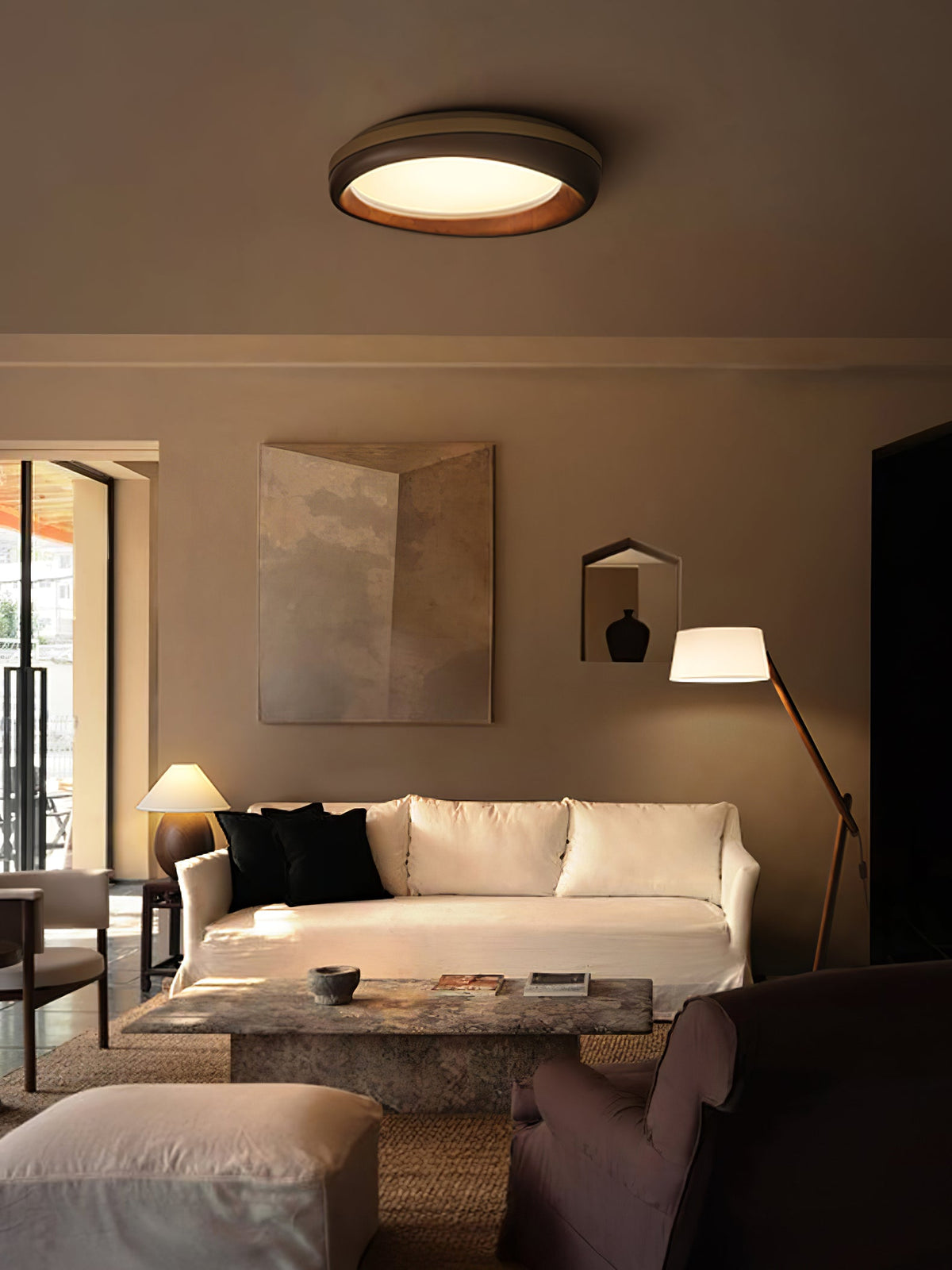 Zenova Round Wood LED Ceiling Light - product view 12