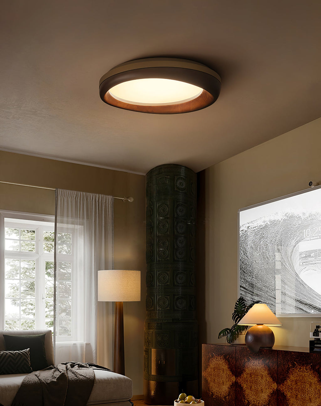 Zenova Round Wood LED Ceiling Light - product view 14